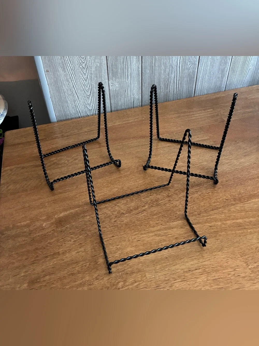 Set of Three Black app. 6” x 5” Twisted Wire Easels